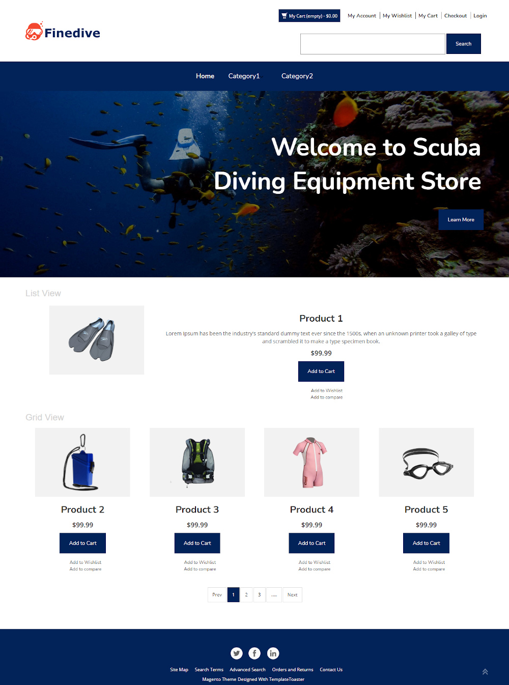 Finedive - Online Scuba Diving Equipment Store Magento Theme
