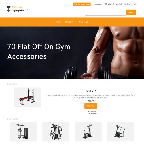 Fitness Equipment's Online Store Magento Theme