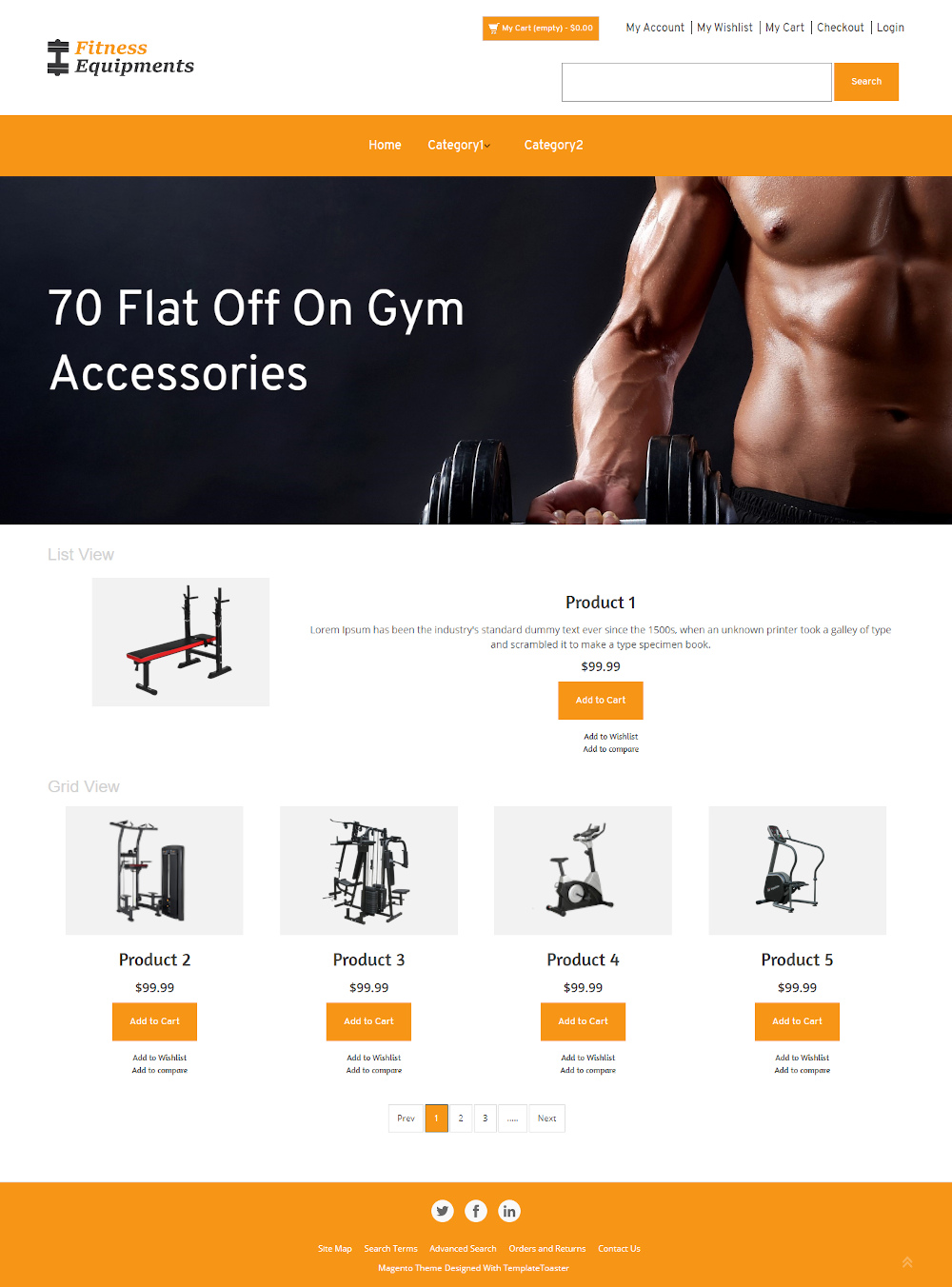 Fitness Equipment's Online Store Magento Theme