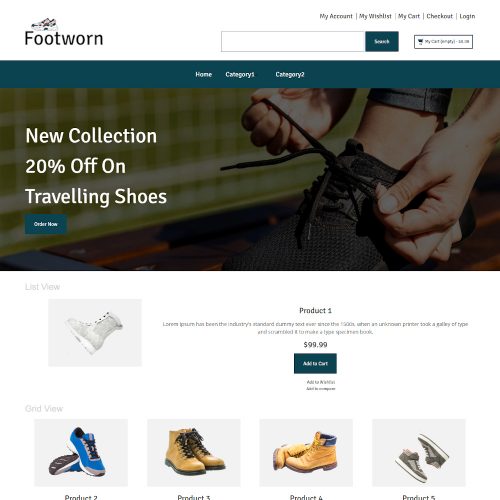 Footworn - Online Travelling Shoes Store Magento Theme