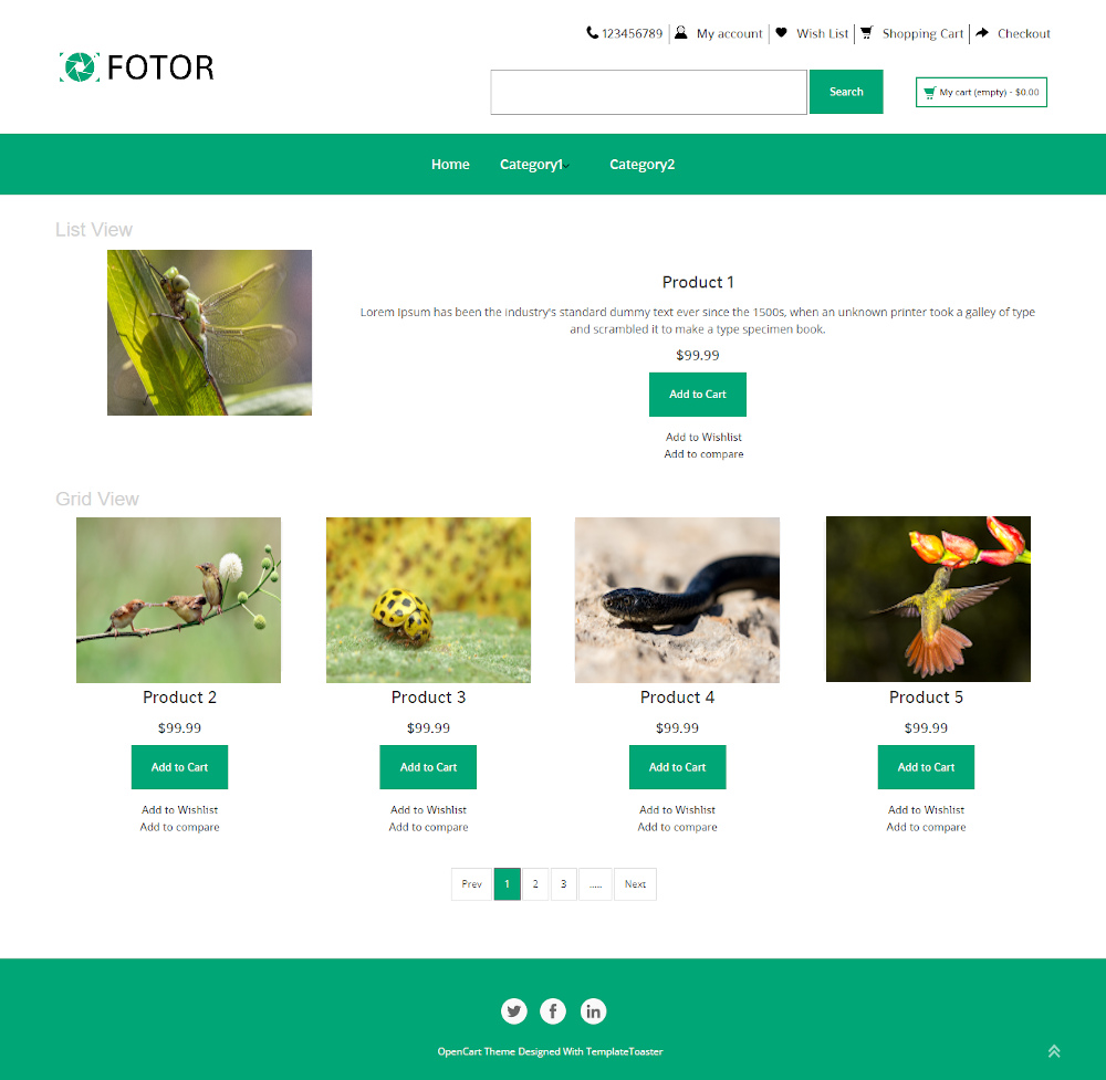 Fotor - Online Animal Photography OpenCart Theme