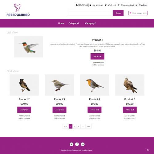 Freedombird - Online Birds Store OpenCart Theme