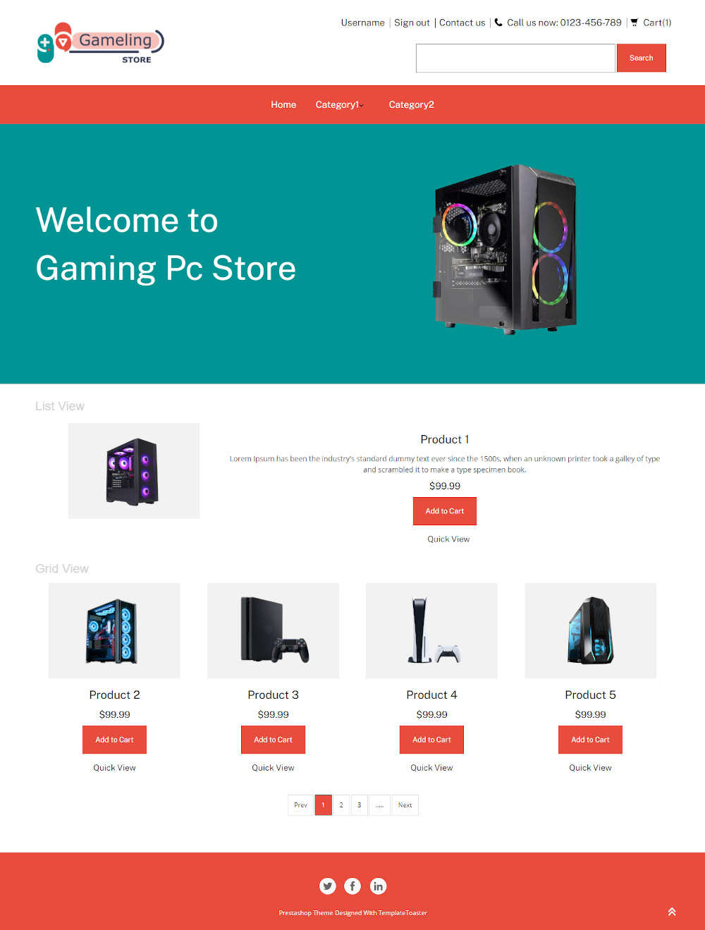 Gameling - Online Gaming Pc Store PrestaShop Theme