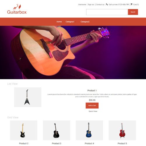 Guitarbox - Online Music Guitar Store PrestaShop Theme