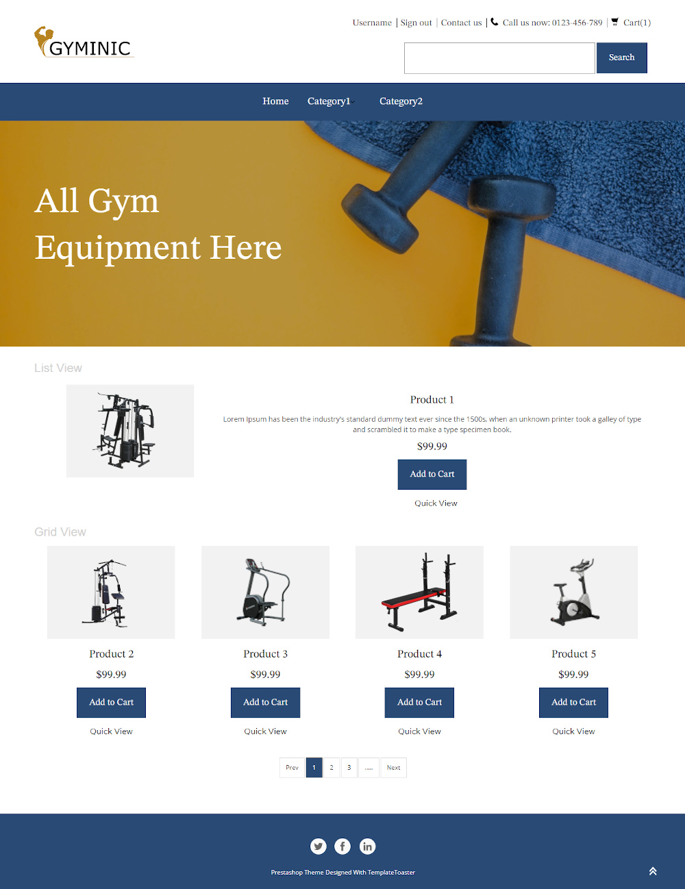Gyminic - Online Gym Equipment's Online Store PrestaShop Theme