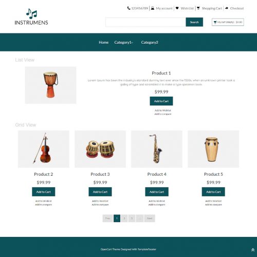 Instrumens - Online Music Instrument Store OpenCart Theme