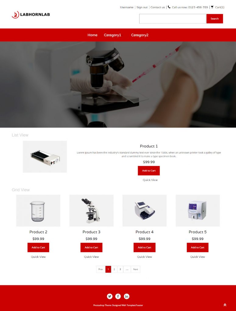 Labhornlab Online Laboratory Equipment Store Theme TemplateToaster
