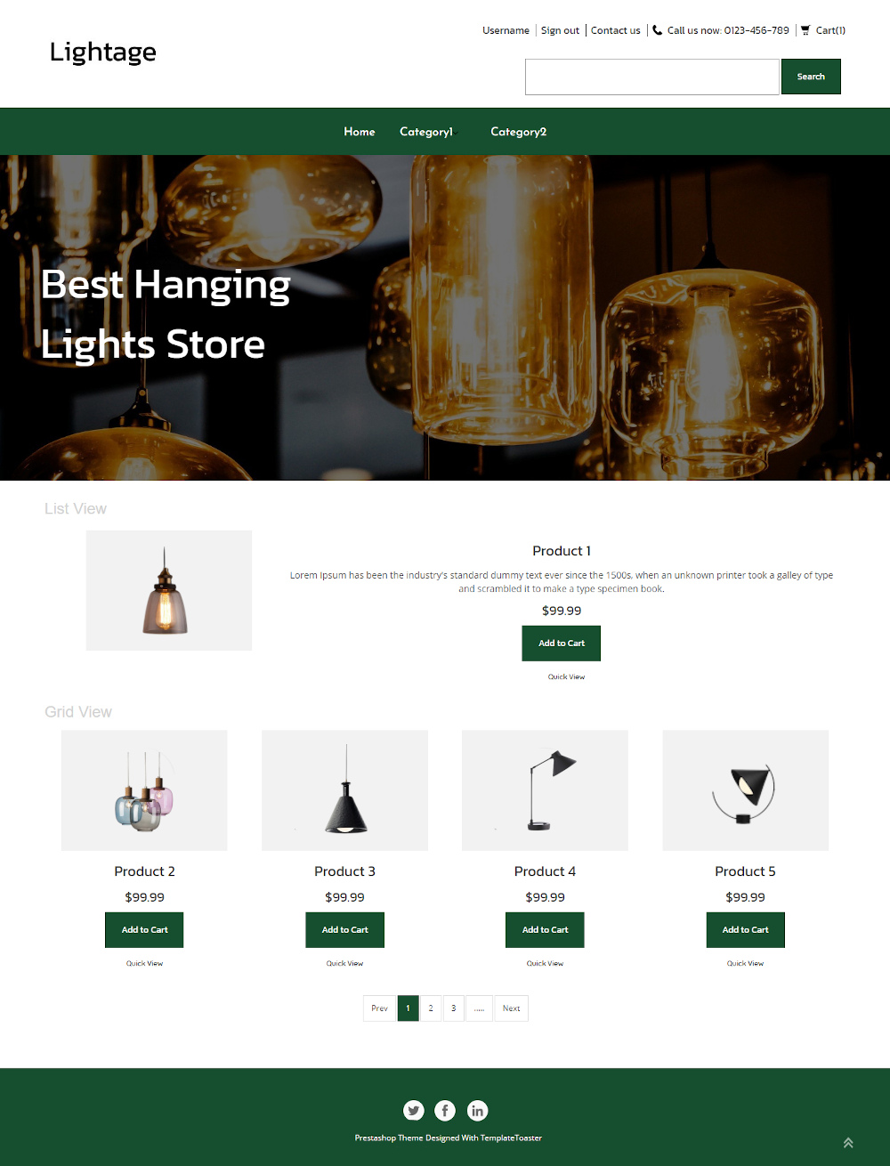Lightage - Online Hanging Lights Store PrestaShop Theme