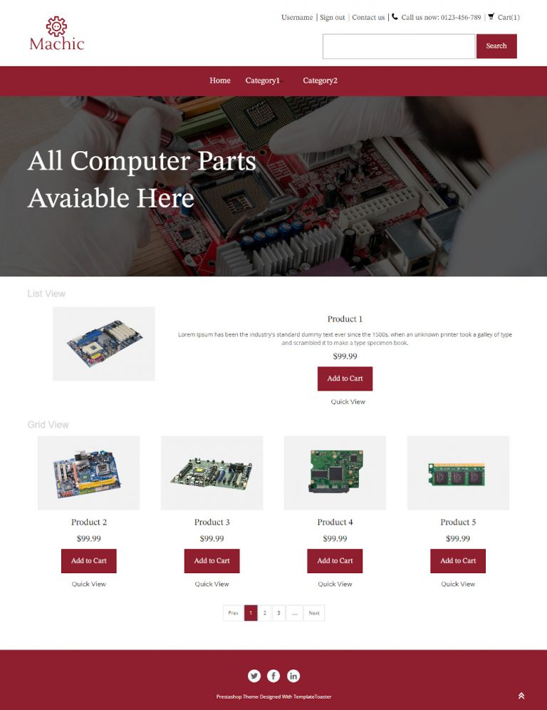 Machic - Online Computer Parts Store PrestaShop Theme- TemplateToaster