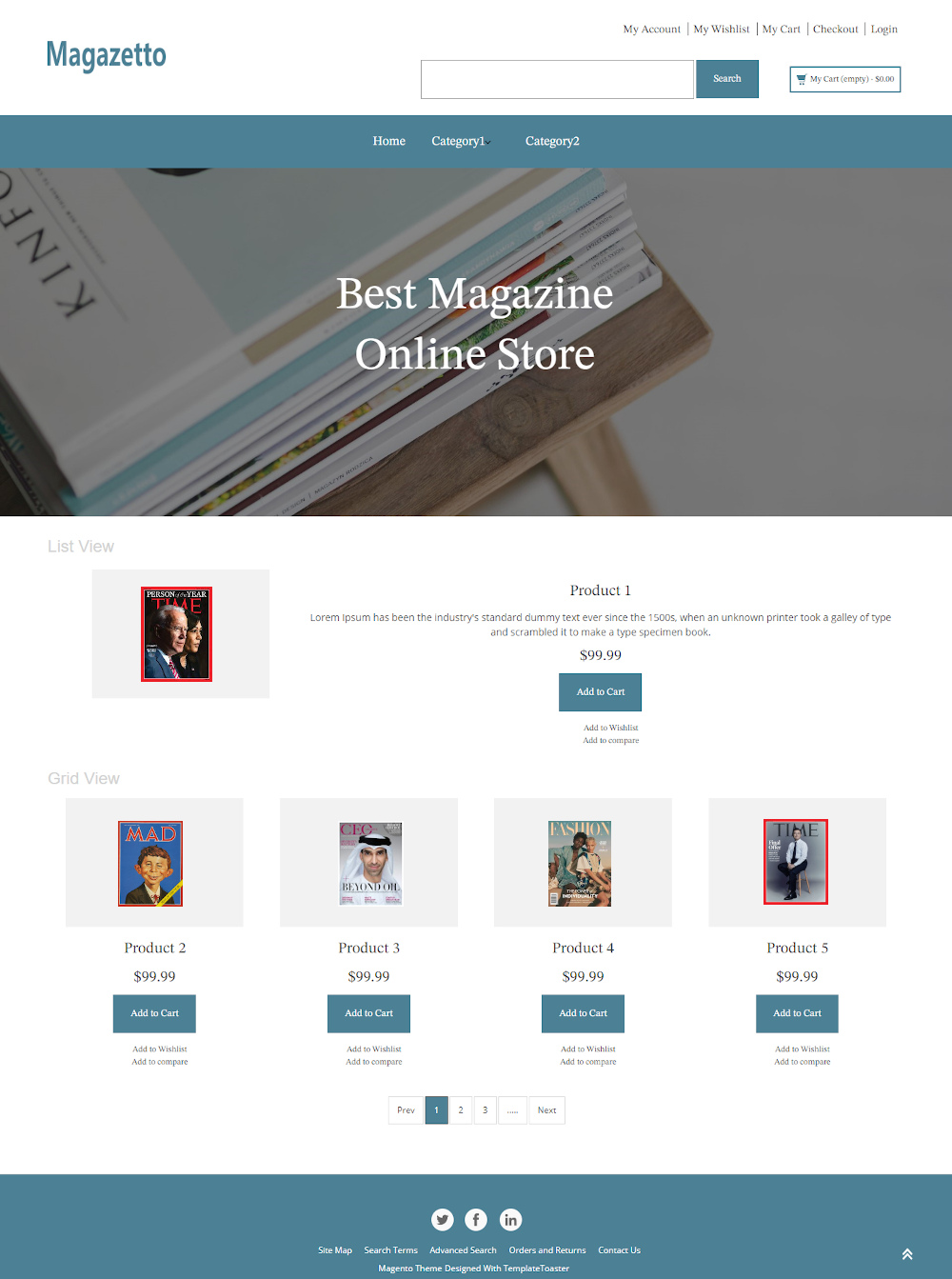 Magazetto - Online Magazine Store Magento theme