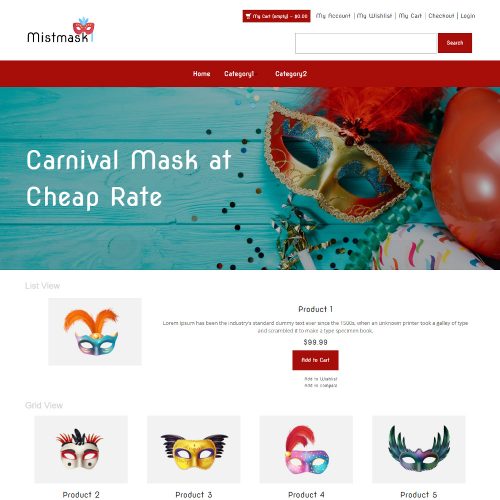 Mistmask - Online Carnival Mask Store Magento Theme