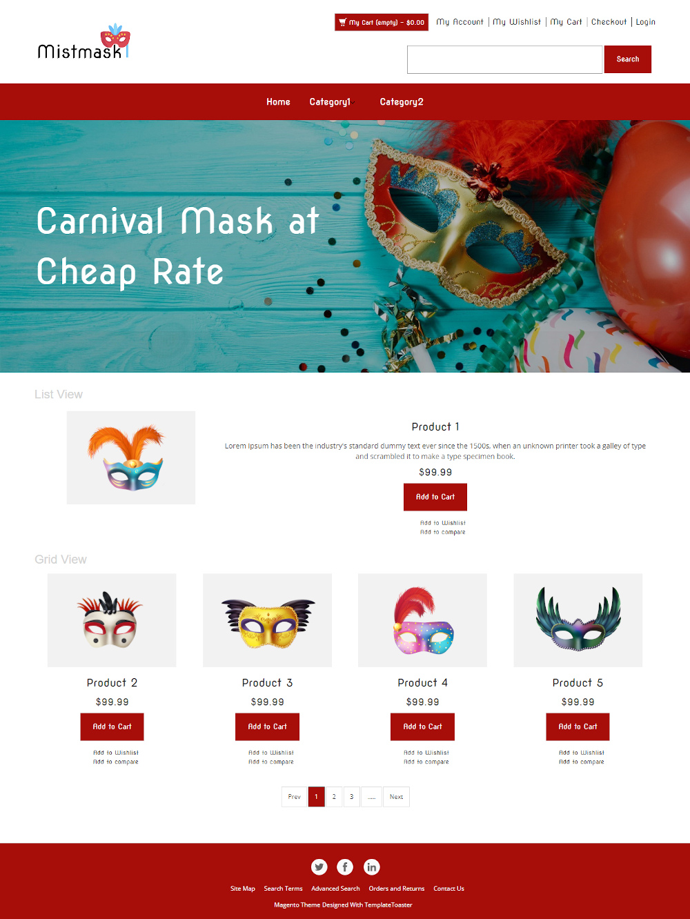 Mistmask - Online Carnival Mask Store Magento Theme