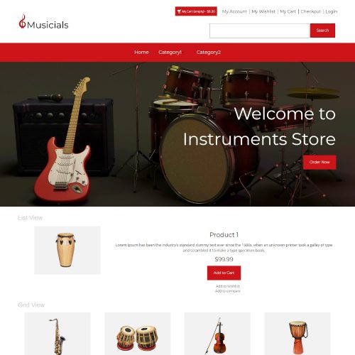 Musicials - Online Music Instrument Store Magento Theme