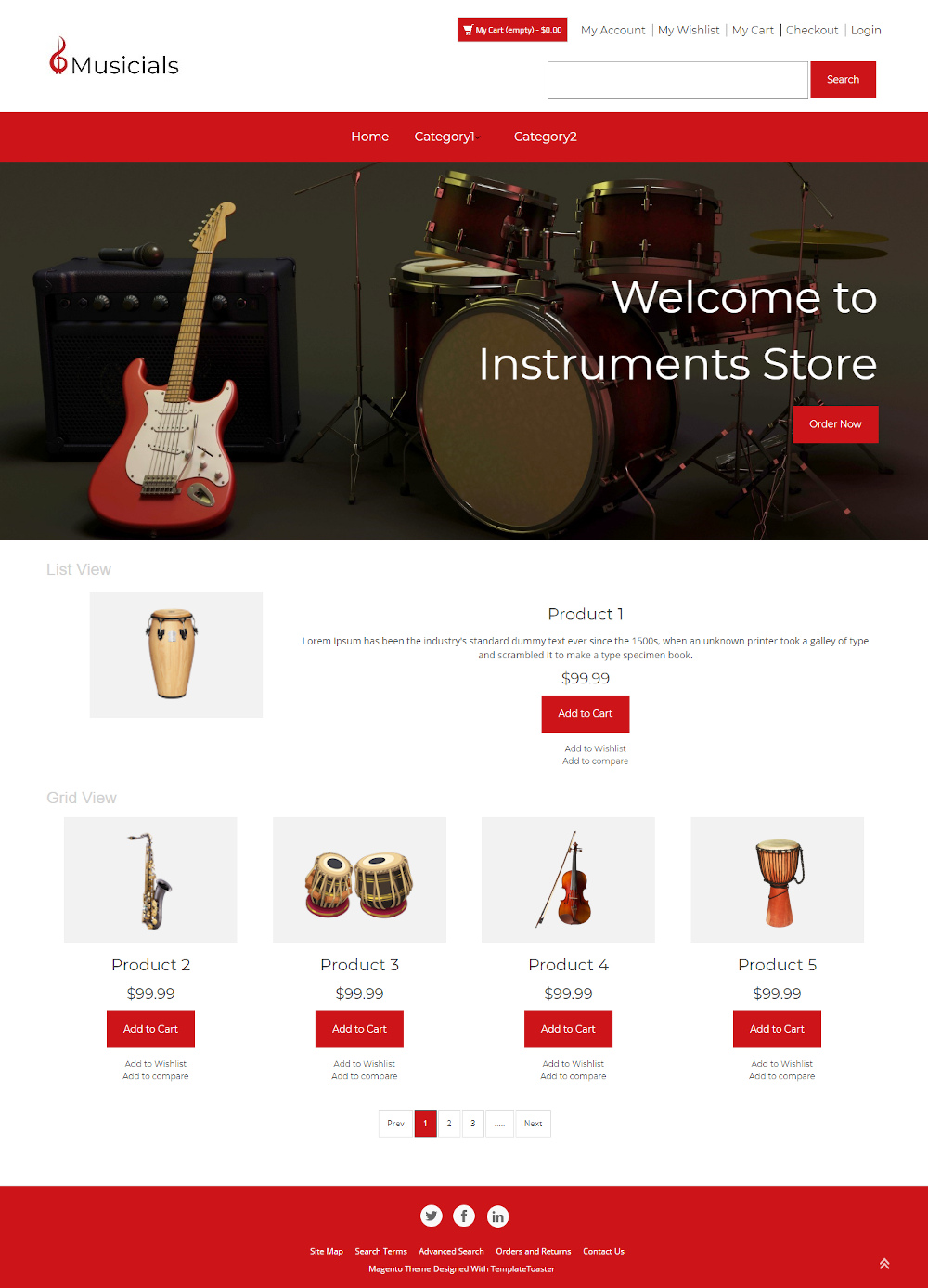 Musicials - Online Music Instrument Store Magento Theme