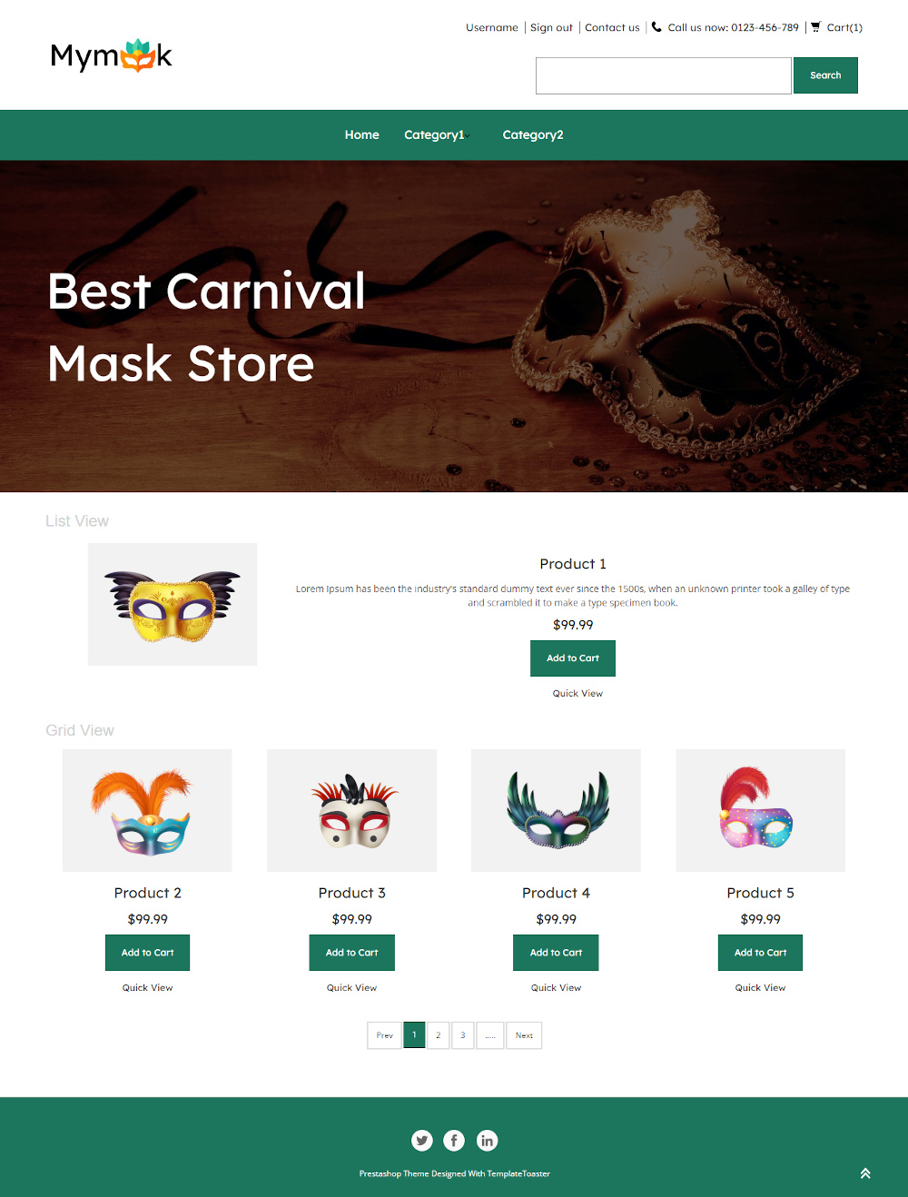 My Mask - Online Carnival Mask Store Prestashop Theme