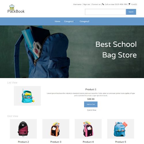 PackBook - Online School Bag Store PrestaShop Theme