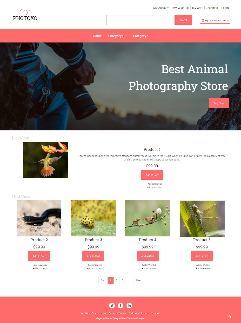 Photoxo - Online Animal Photography Magento Theme
