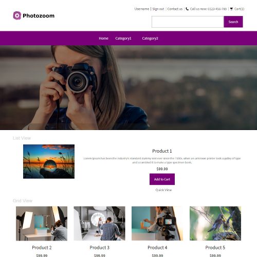 Photozoom - Online Photography Store PrestaShop Theme