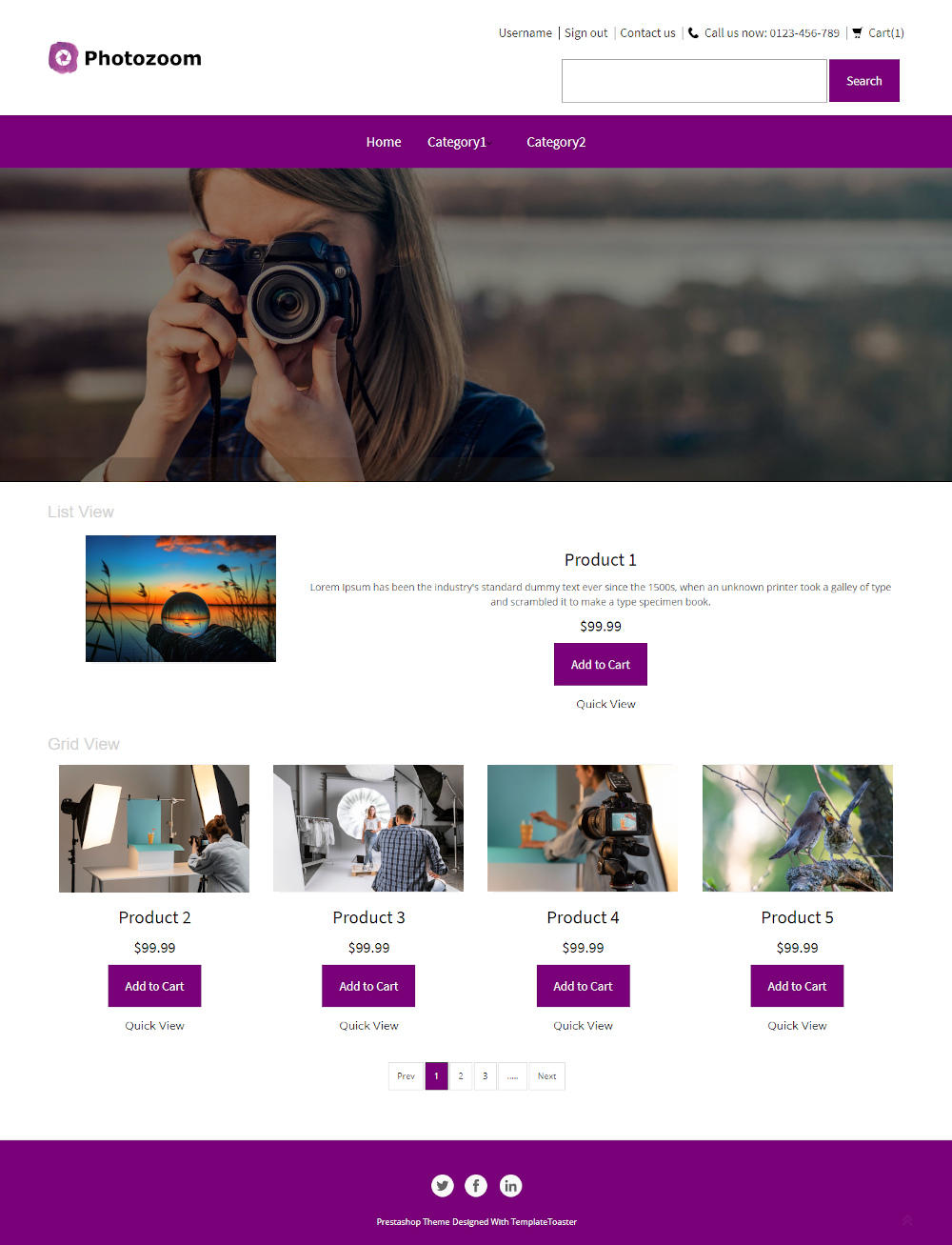 Photozoom - Online Photography Store PrestaShop Theme