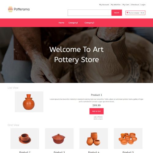 Potterama - Online Pottery Art Store Magento Theme