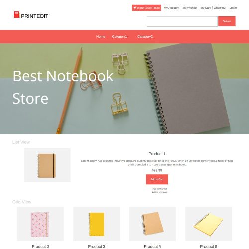 Printedit - Online Notebook Store Magento Theme