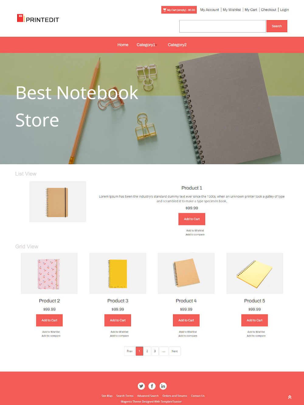 Printedit - Online Notebook Store Magento Theme