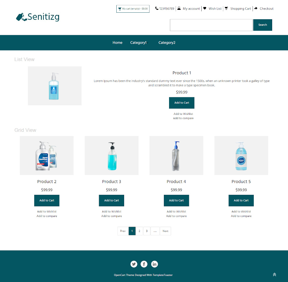 Senitizg - Online Sanitizer Store OpenCart Theme