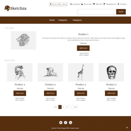Sketchza - Online Sketch Store OpenCart Theme