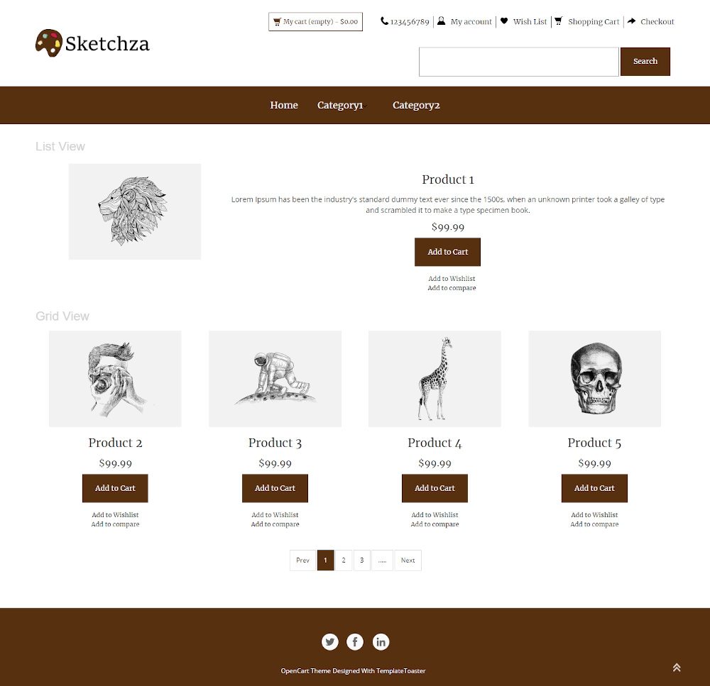 Sketchza - Online Sketch Store OpenCart Theme