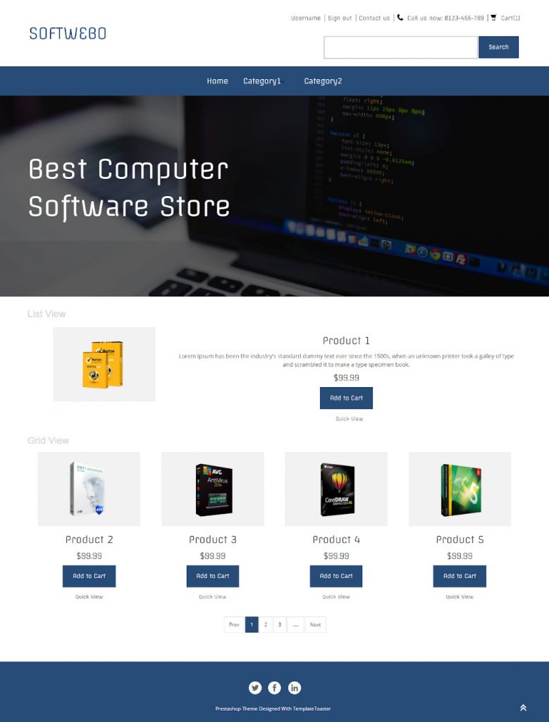 Softwebo - Online Computer Software PrestaShop Theme- TemplateToaster