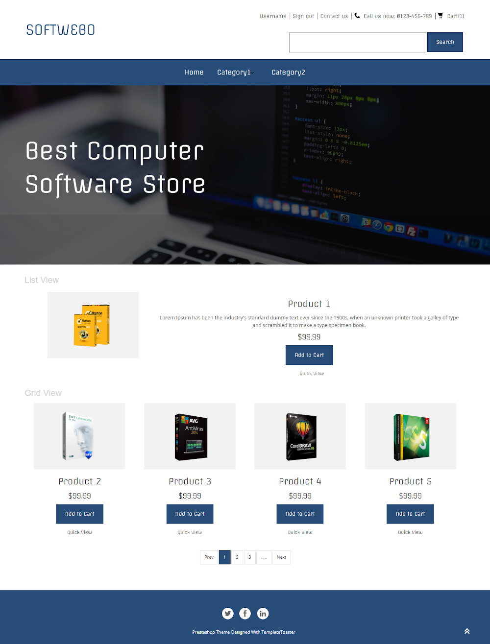 Softwebo - Online Computer Software PrestaShop Theme