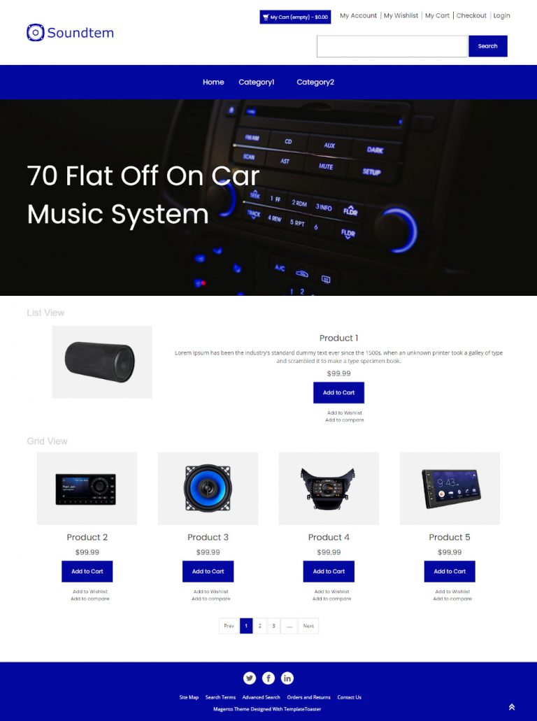 Soundtem Online Car Music System Store Magento Theme TemplateToaster