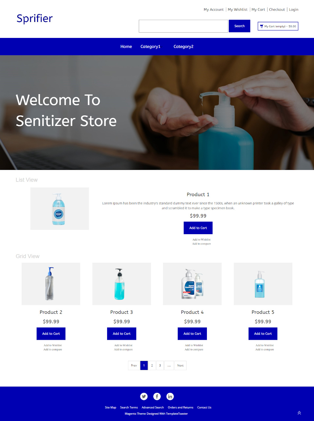 Sprifier - Online Sanitizer Store Magento Theme