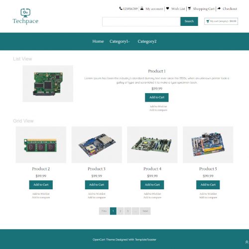 Techpace - Online Computer Parts Store OpenCart Theme