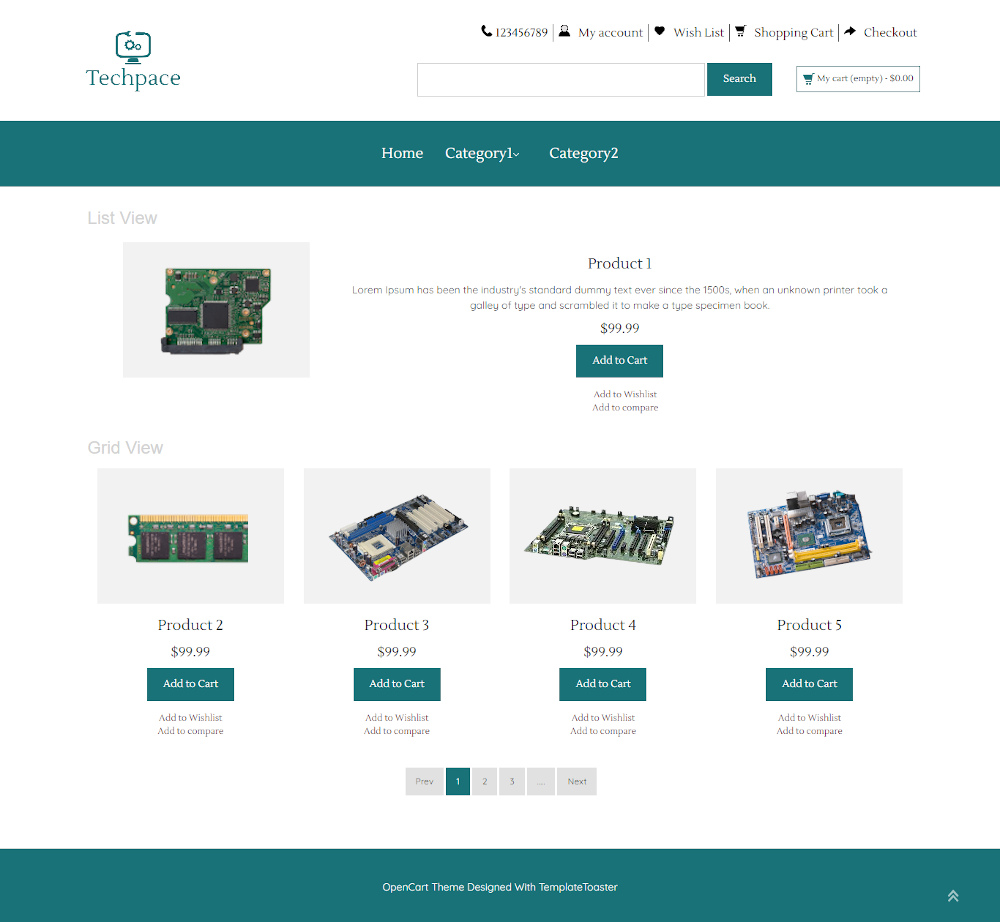 Techpace - Online Computer Parts Store OpenCart Theme