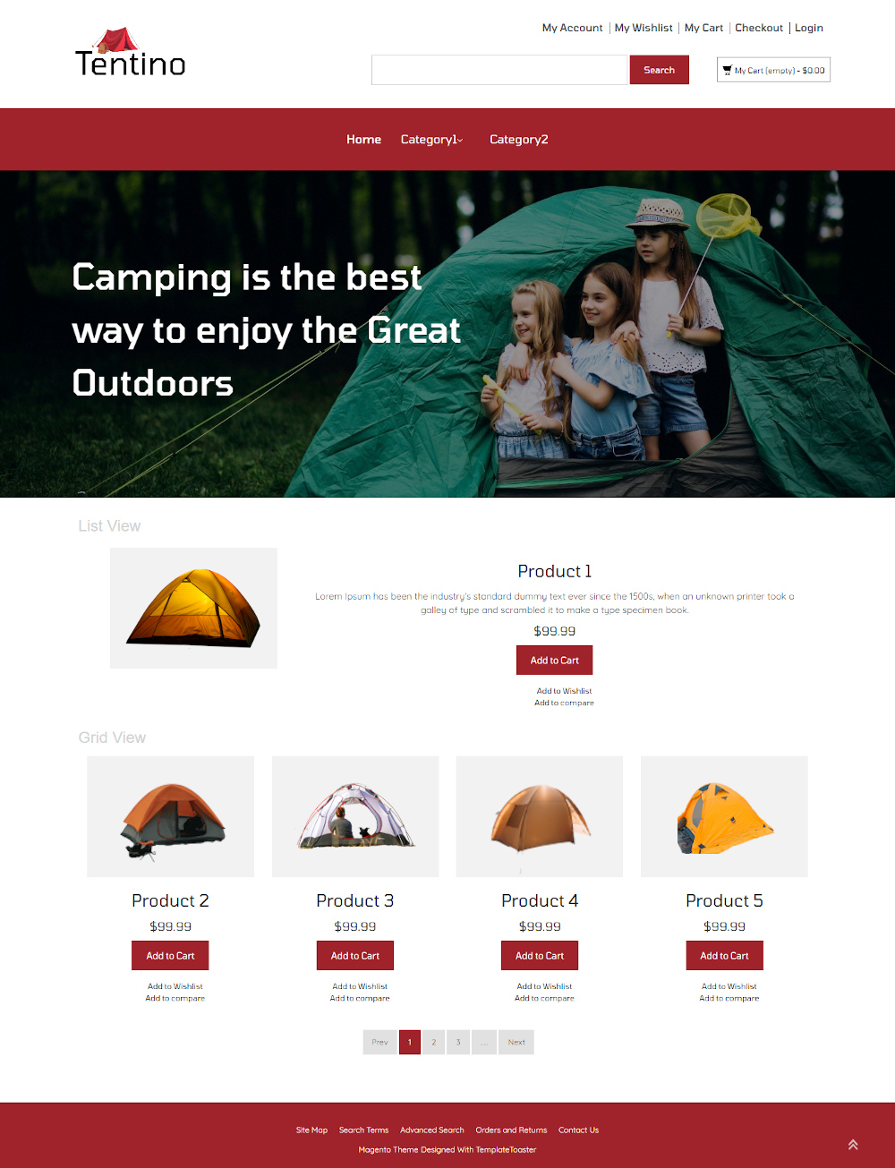 Tentino - Online Camping Tent Store Magento Theme