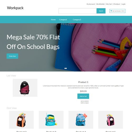 WorkPack - Online School Bag Store Magento Theme