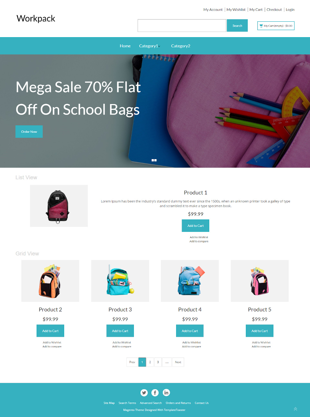 WorkPack - Online School Bag Store Magento Theme