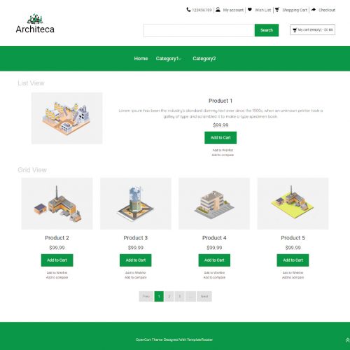 Architeca - Online Architecture Building Model Store OpenCart Theme