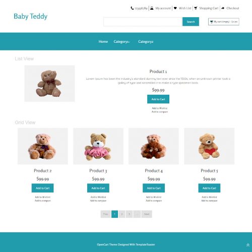 Baby Teddy - Online Soft Teddy Store OpenCart Theme
