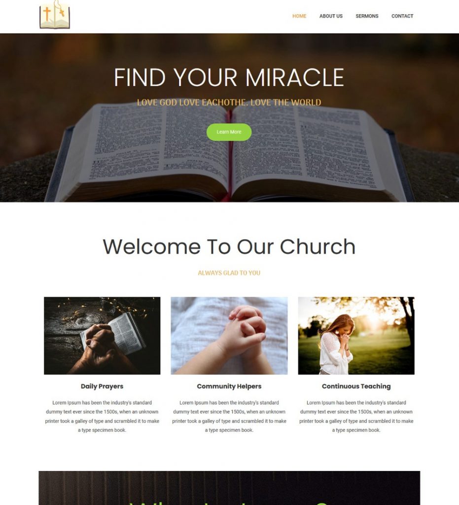 Church - Religion & Community Helpers Template - TemplateToaster