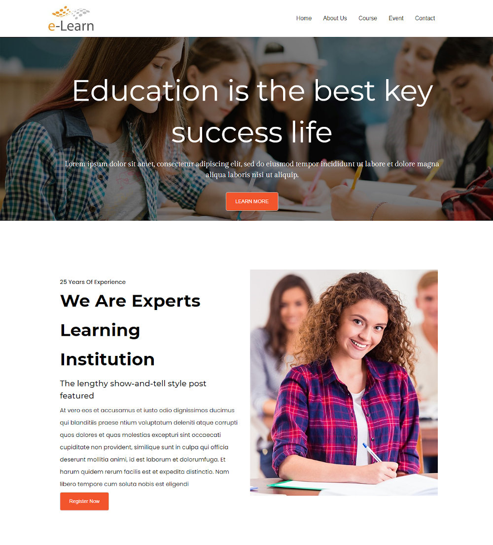 e-Learn - Education and Training Institute Template - TemplateToaster