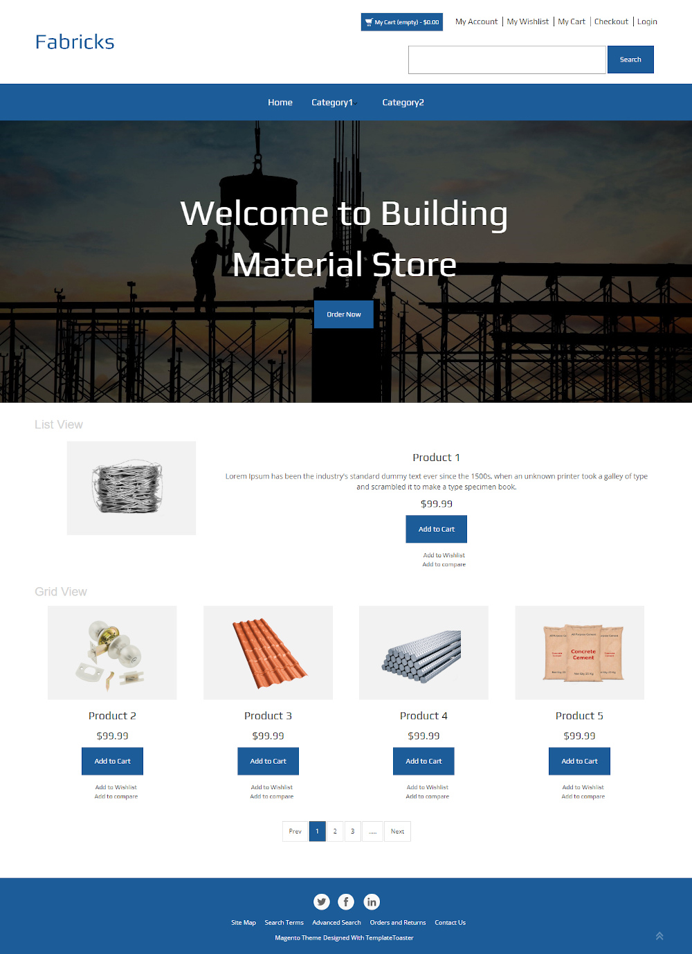 Fabricks - Online Building Materials Store Magento Theme