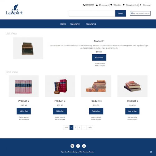 Lawpart - Online Law Education Books Store OpenCart Theme