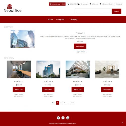 Neooffice - Online Office Space Property Store OpenCart Theme