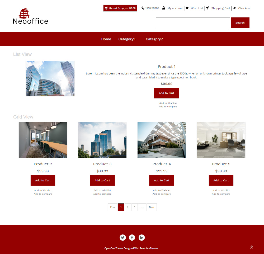 Neooffice - Online Office Space Property Store OpenCart Theme
