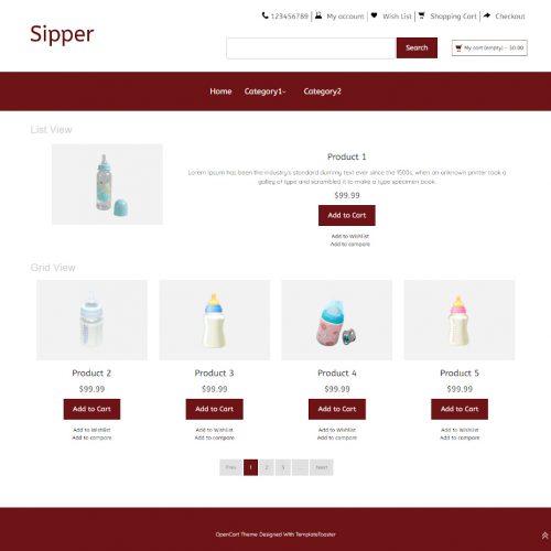 Sipper - Online Baby Milk Bottle Store OpenCart Theme