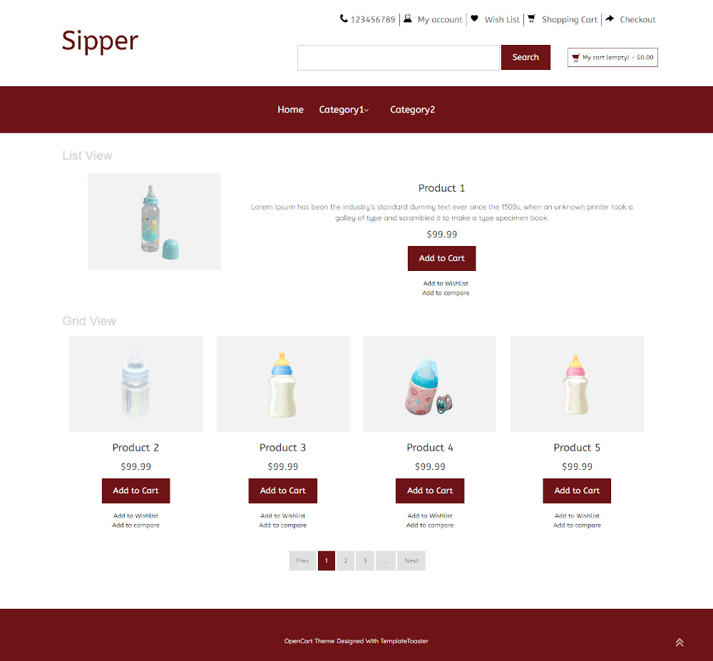 Sipper - Online Baby Milk Bottle Store OpenCart Theme