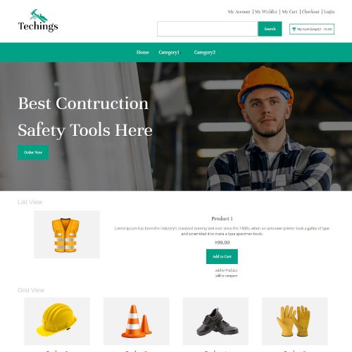 Techings - Online Construction Safety Equipment's Store PrestaShop Theme