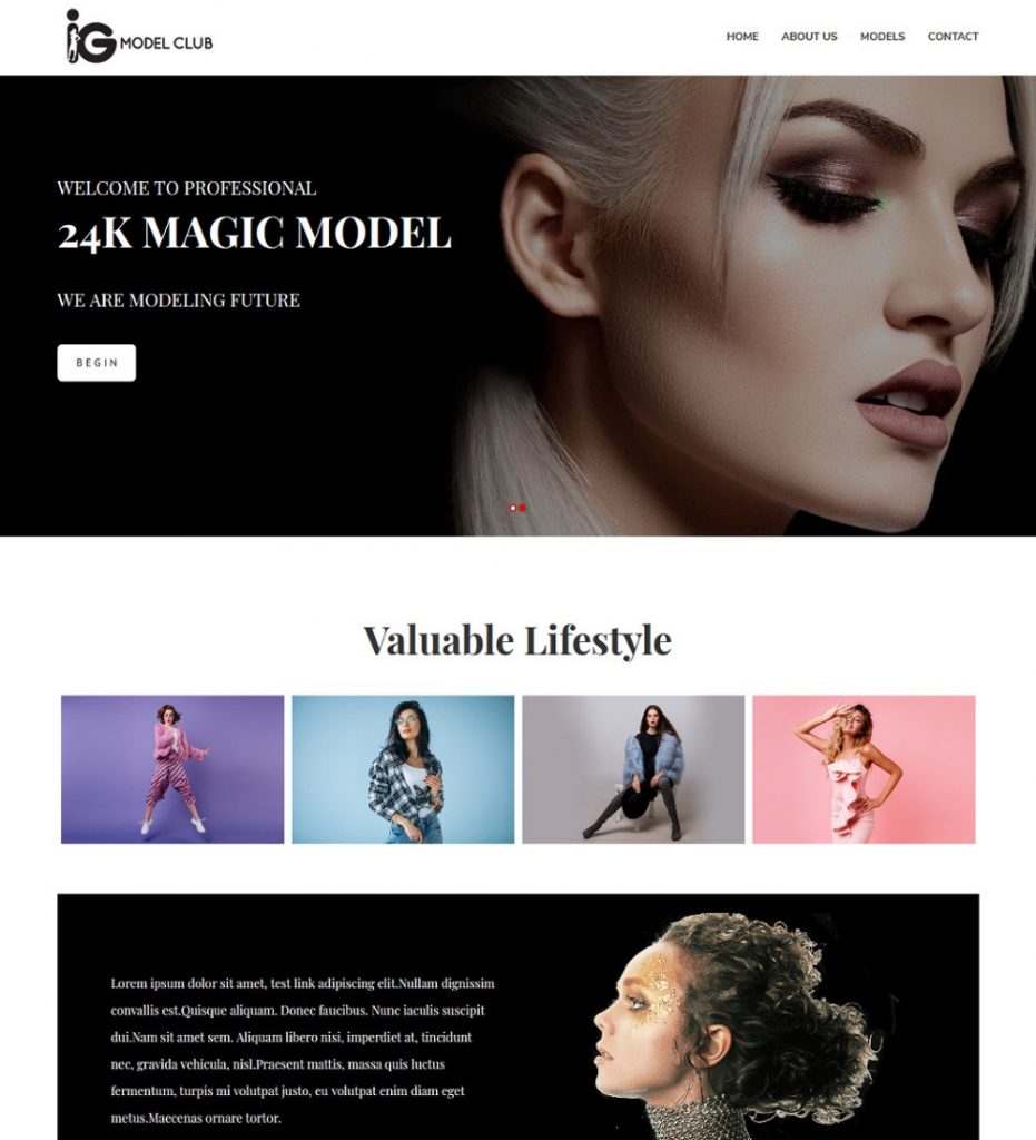 iModel Club - Fashion & Modeling Agency Template - TemplateToaster